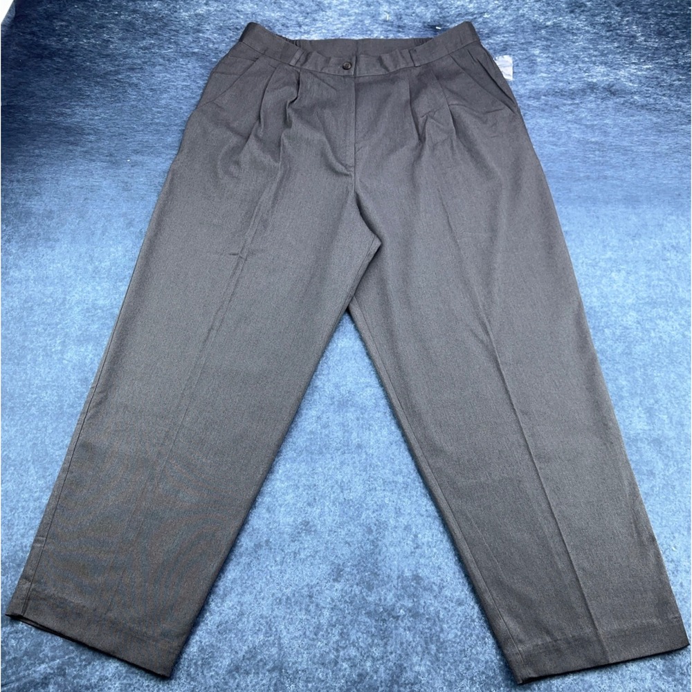 Tribeca Studio Women Gray Pleated Tapered Dress Pants 18WP Made in USA 95761207